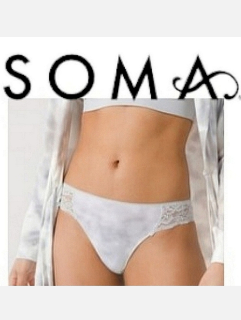SOMA Vanishing Edge Microfiber/Lace Bikini Gray In The Clouds Print Sz XXL NWT